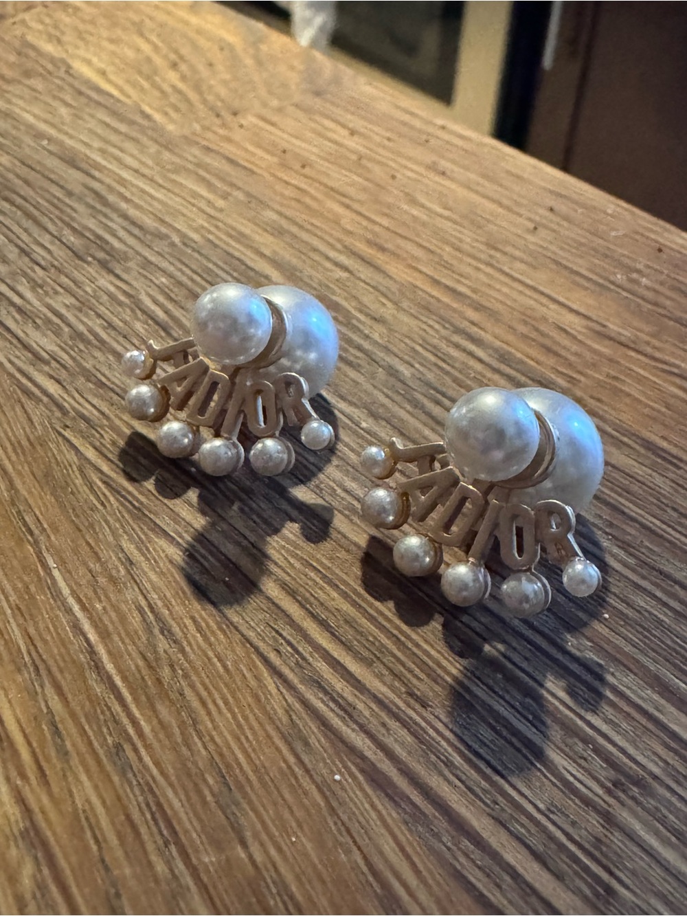 DIOR earring jackets faux pearl - Picture 3 of 4